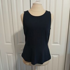 Elegant LIKE NEW J. Crew Navy Blue Sleeveless Peplum Zip Up Top Small
